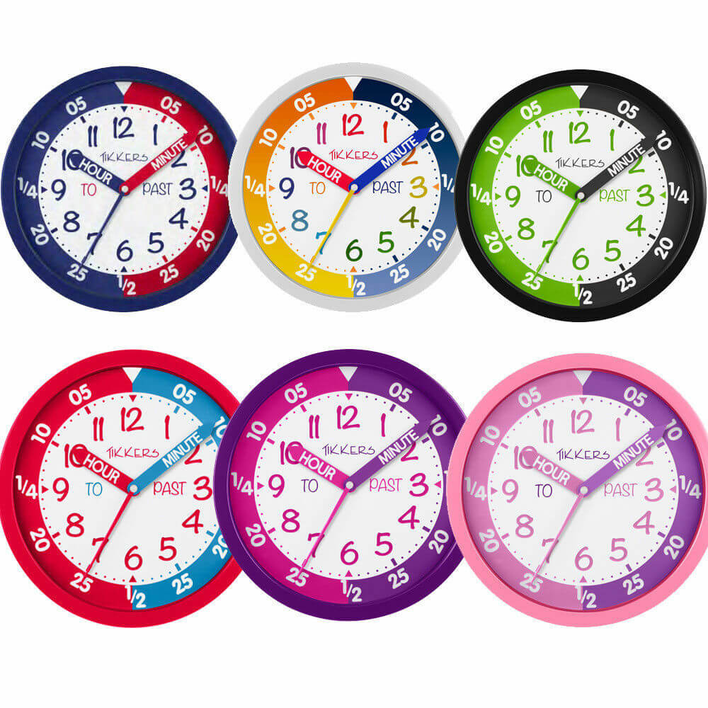 Yudou Time Teacher Wall Clock Learn To Tell The Time Wall Clock Colorfull Non Ticking For Kids,Girls,Boys Classroom,Bedroom,Living Room,Nursery12inch