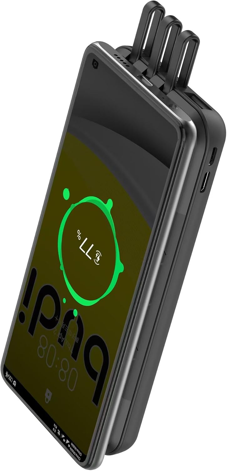 Wireless 10000mAh Power bank with 3 integrated cables by Budi