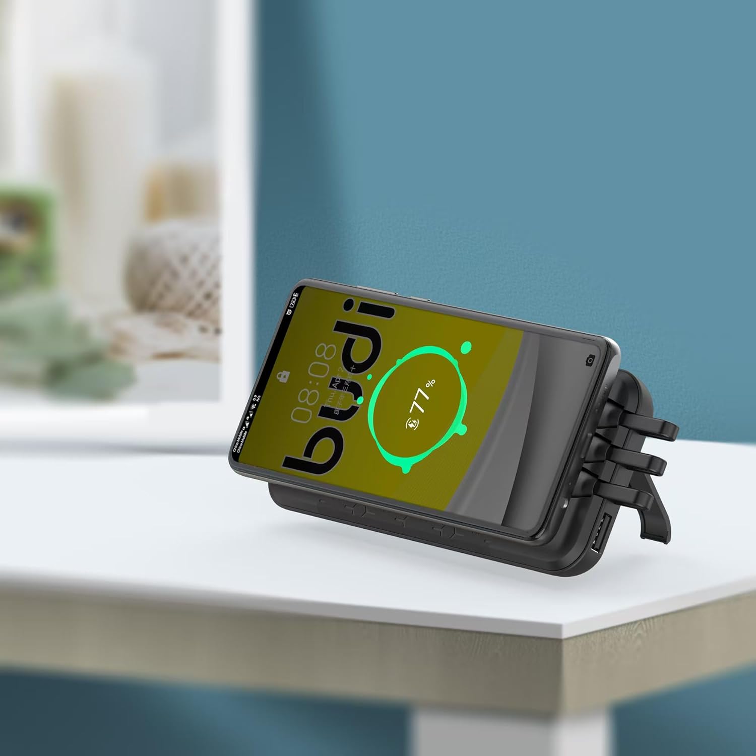 Wireless 10000mAh Power bank with 3 integrated cables by Budi