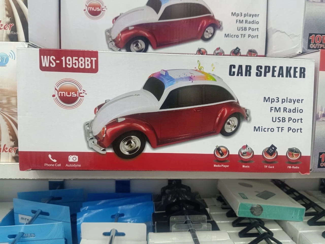 WSTER Wireless Bluetooth Car Speaker with TF/USB/FM - WS1958BT (RED)