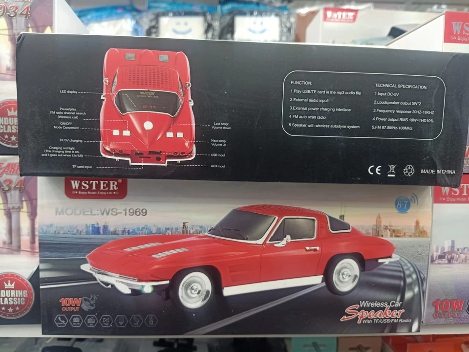 WSTER Wireless Bluetooth Car Speaker with TF/USB/FM - Model 1969