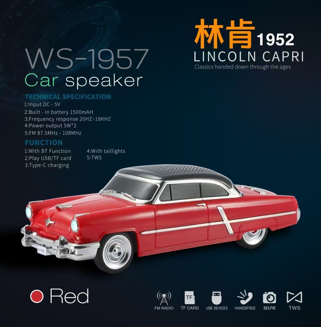 Car Wireless Speaker 10W 1500mah Music Player Children Gift Toy Part (WS-1957)