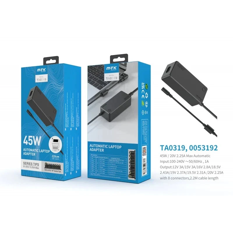 Automatic Universal Laptop Charging Adapter 45W (MTK TA0319)