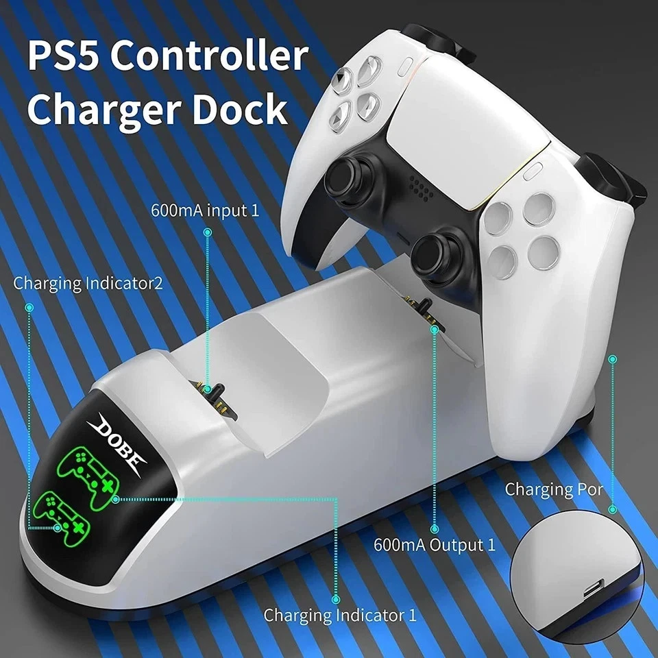 DOBE PS5 Controller Charger for Playstation 5 Dualsense Dual Dock Station